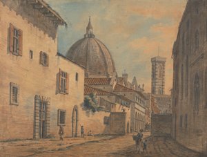 Une rue à Florence avec le Duomo et le Campanile en arrière-plan - William Marlow