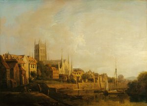 Vue de la cathédrale de Worcester depuis la rivière