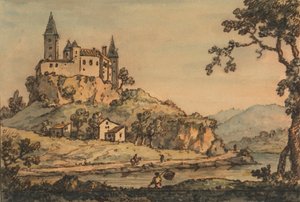Château surplombant une rivière - William Marlow