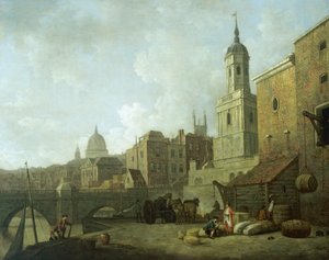 Extrémité nord du London Bridge et St Magnus le Martyr, 1762 - William Marlow