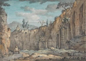 Charrette à bœufs dans la grotte de Posillipo - William Marlow