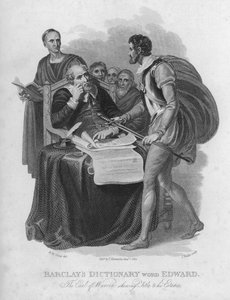 Barclays Dictionary, mot : Edward, le comte de Warren montrant les titres de ses domaines