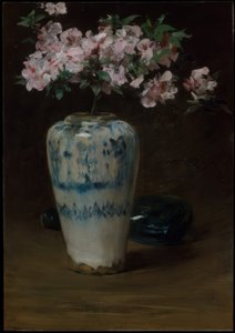 Azalée rose—Vase chinois - William Merritt Chase