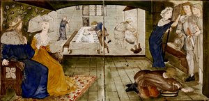 Seize carreaux formant huit illustrations du conte 
