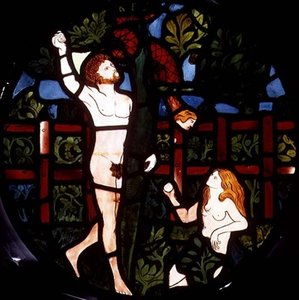 Adam et Ève cueillant des fruits (détail)