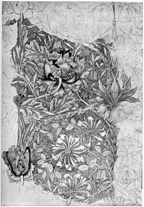 Motif de chèvrefeuille imprimé sur lin, 1883 1934