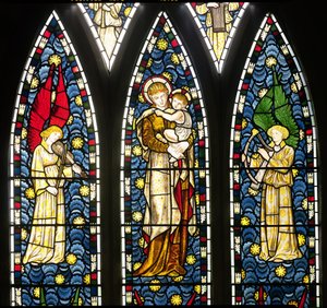 Madone et Enfant avec deux anges, moitié supérieure de la fenêtre des Anges (détail) - William Morris