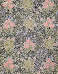 Motif de papier peint avec des tulipes, des marguerites et du chèvrefeuille - William Morris