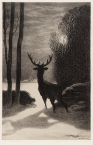 Cerf au clair de lune - William Morris Hunt