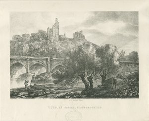 Château de Tutbury - Vue sud: zincographie, nd [début du 19ème siècle] - RC