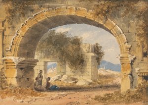 Figures Assises Sous une Arche de Pierre