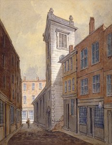 Église Saint-Georges Botolph Lane depuis George Lane, City de Londres, vers 1813 - William Pearson