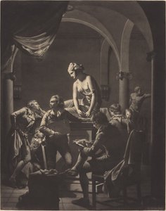 Une académie à la lumière de la lampe - William Pether after Joseph Wright