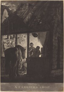 La boutique du maréchal-ferrant - William Pether after Joseph Wright of Derby