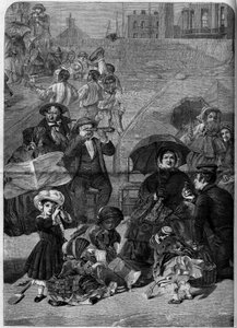 Angleterre victorienne : touristes sur la plage de Ramsgate, Angleterre - William Powell (after) Frith