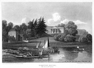 Hampton House, la résidence de M. Garrick, Hampton, Richmond upon Thames, Londres, 1815 - William Radclyffe