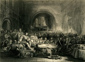 Prince Llewellyn et ses barons, dans son palais près d