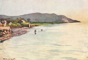 Sur le rivage, Diano Marina, Cervo au loin (lithographie couleur)