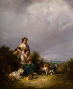 Deux Jeunes Femmes et Chèvres dans un Paysage - William Shayer