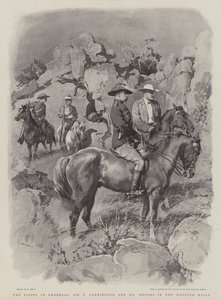 Le soulèvement en Rhodésie, Sir F Carrington et M. Rhodes dans les collines de Matoppo