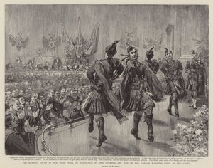 Le banquet dans la salle de musique à Édimbourg pour les officiers et les hommes des navires de guerre allemands ancrés dans le Forth - William Small
