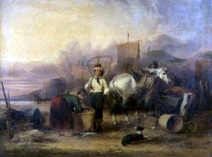 Pêcheurs sur la plage - William Snr. Shayer