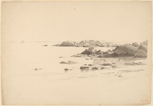 Plage Rocheuse avec Bateaux au Loin - William Stanley Haseltine