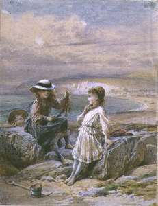 Deux filles et un garçon avec des algues - William Stephen Coleman