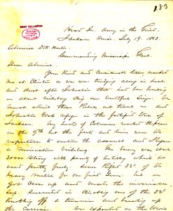 Lettre de W. T. Sherman, quartier général, Armée sur le terrain, Jackson, Mississippi, à [David D.] Porter, 19 juillet 1863 - William T. Sherman
