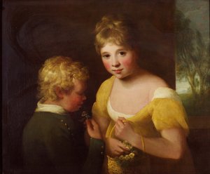 Deux enfants avec un panier de fleurs - William Tate