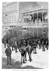 Spéculateurs au coin, Ballarat, Australie, 1886