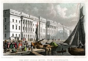 La nouvelle douane, de Billingsgate, City de Londres - William Tombleson