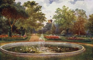 Château de Warwick : Promenade de la terrasse (lithographie en couleur) - William W. Quatremain