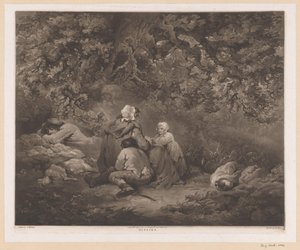 Famille se reposant dans une forêt