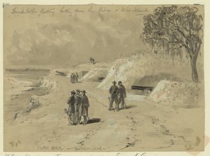 Batterie Thunderbolt regardant en bas de la rivière - William Waud