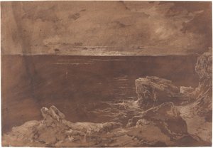 Une côte rocheuse au clair de lune