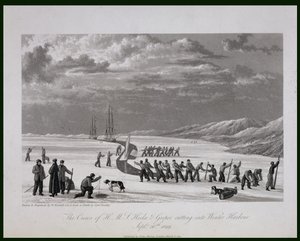 Les équipages du H.M.S. Hecla et Griper coupant dans Winter Harbour, 26 septembre 1819, de 