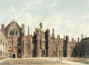 Vue de la cour intérieure du palais de Hampton Court de 
