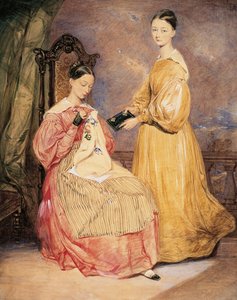 Portrait de Florence Nightingale (1820-1910) avec sa sœur Frances Parthenope, aquarelle de William White Warren - William White (attr. to) Warren