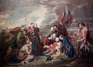 La Mort du général James Wolfe (1727-1759) à la bataille de la ville de Québec pendant la guerre de Sept Ans le 13 septembre