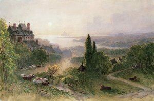 Paysage avec une grande maison