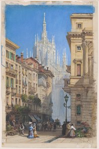 Le Duomo de Milan depuis une rue latérale - William Wyld