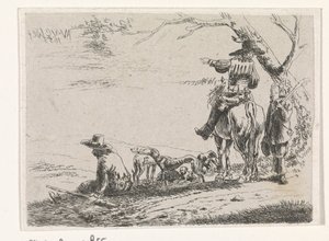Trois chasseurs avec des chiens - William Young Ottley