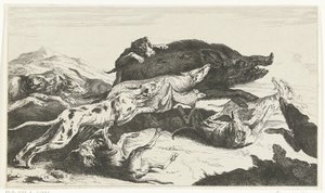Chiens chassant un sanglier - William Young Ottley