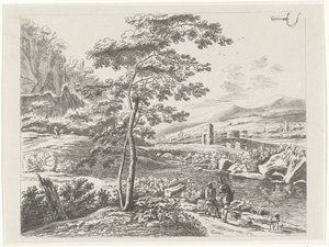 Paysage avec un pèlerin et un berger - William Young Ottley