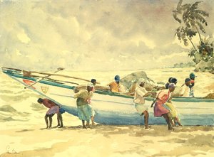 Lancement du bateau de pêche