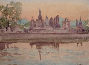 Coucher de soleil, Wat Maharthat, Sukhotai - Wilson Clive