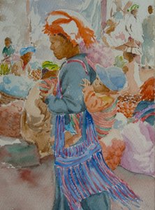 940 Marché de Nampan, accroché à sa mère - Wilson Clive
