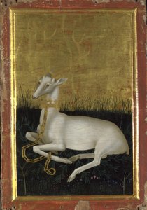 Un cerf blanc enchaîné avec une couronne autour du cou (Panneau extérieur du Diptyque de Wilton), Entre 1395 et 1399