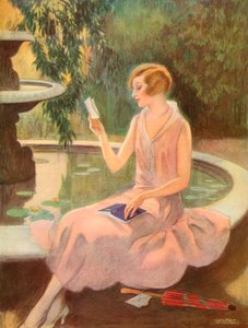 Jeune femme lisant une lettre d